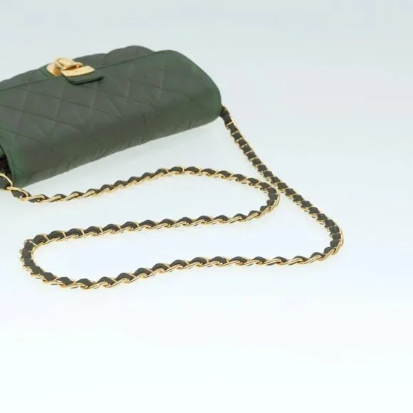 PRADA Chain Quilted Shoulder Bag Nylon Khaki Gold Auth 90227 - Picture 8 of 15